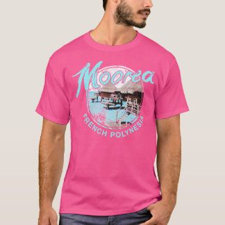 T-shirt Bungalow Moorea sur l'eau Polynésie française Vint