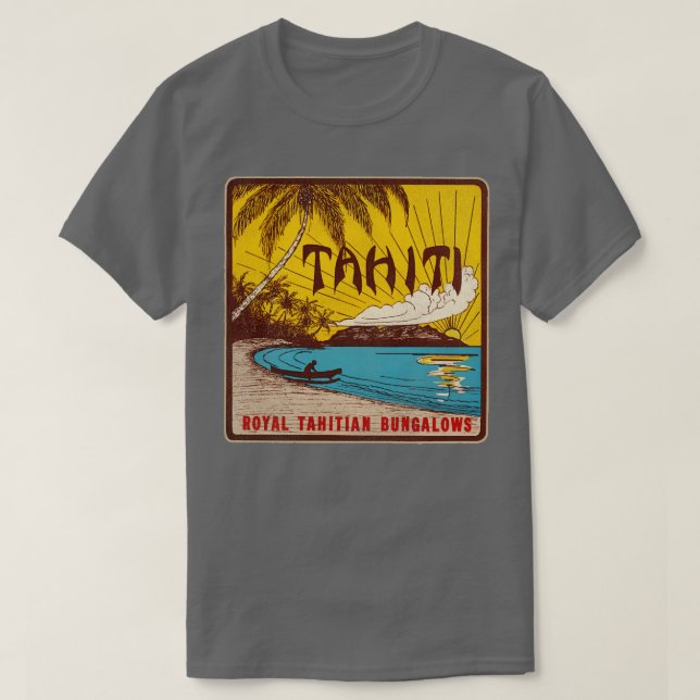T-shirt Bungalows Tahiti Défaut Voyage Souvenir Bagages L (Design devant)