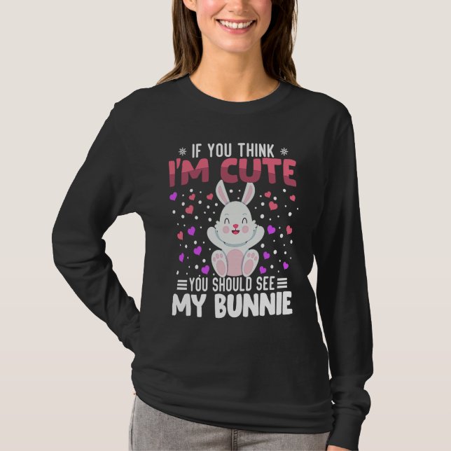 T-shirt Bunnie Heart Valentine's Day Animal For Womens Kid (Devant)