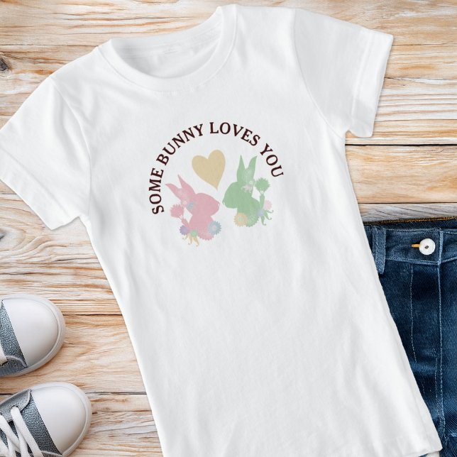 T-Shirt Bunnies Pastel Rose et Vert avec Coeur Personnalis (Créateur téléchargé)