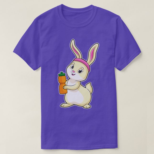 T-shirt Bunny at fitness with Drinking bottle (Design devant)