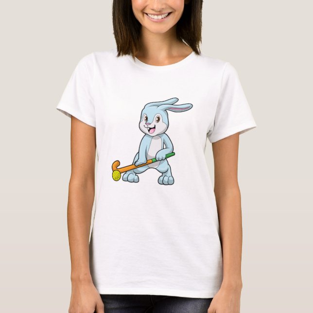 T-shirt Bunny au hockey sur gazon avec bâton de hockey (Devant)