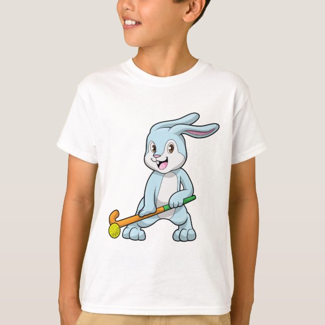 T-shirt Bunny au hockey sur gazon avec bâton de hockey (Devant)