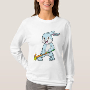 T-shirt Bunny au hockey sur gazon avec bâton de hockey