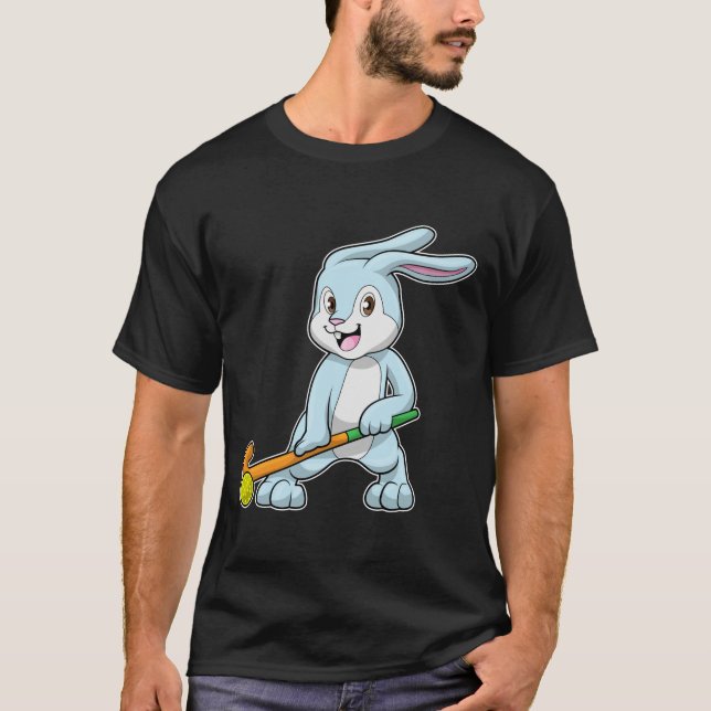 T-shirt Bunny au hockey sur gazon avec bâton de hockey (Devant)