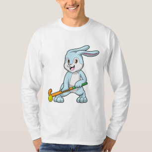 T-shirt Bunny au hockey sur gazon avec bâton de hockey
