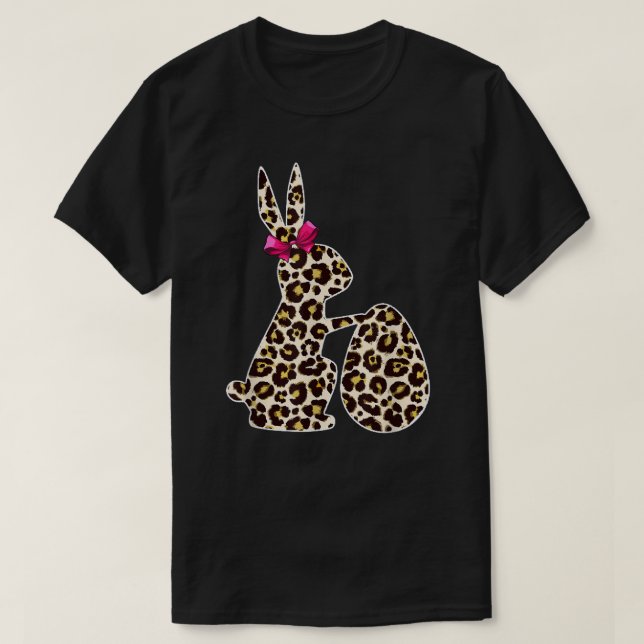 T-shirt Bunny Buffalo Leopard Plaid Print Happy Easter Day (Design devant)