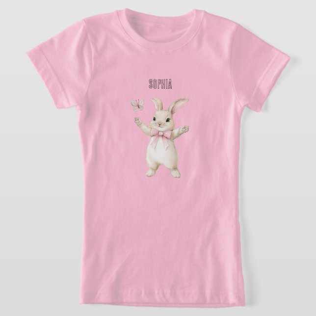 T-Shirt Bunny Butterfly Blush Rose   (Poser)