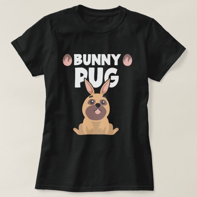 T-shirt Bunny Carlin Funny Carlin de Pâques Chien Puggy mi (Design devant)