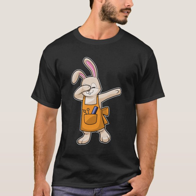 T-shirt Bunny comme coiffeur avec peigne et ciseaux (Devant)
