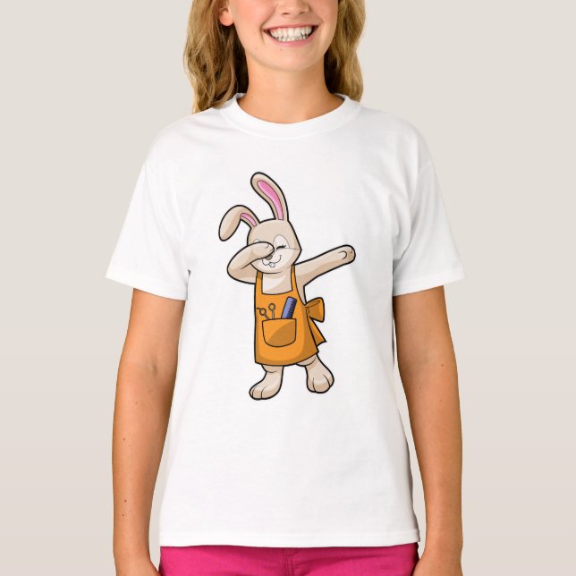 T-shirt Bunny comme coiffeur avec peigne et ciseaux (Devant)