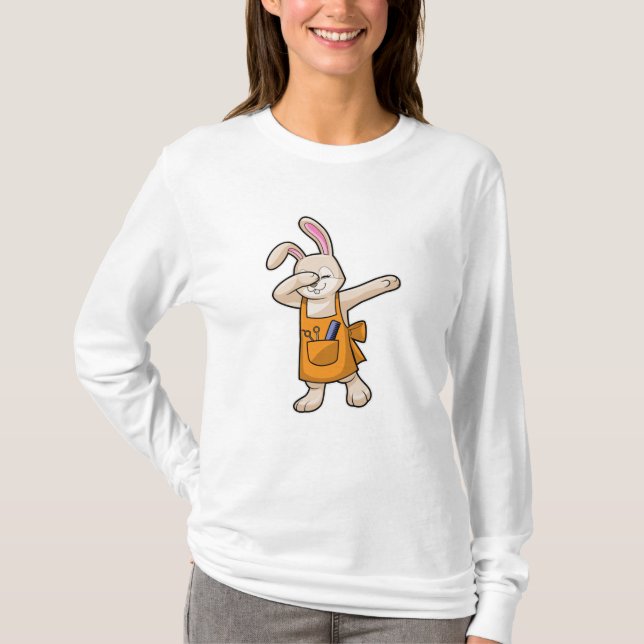 T-shirt Bunny comme coiffeur avec peigne et ciseaux (Devant)