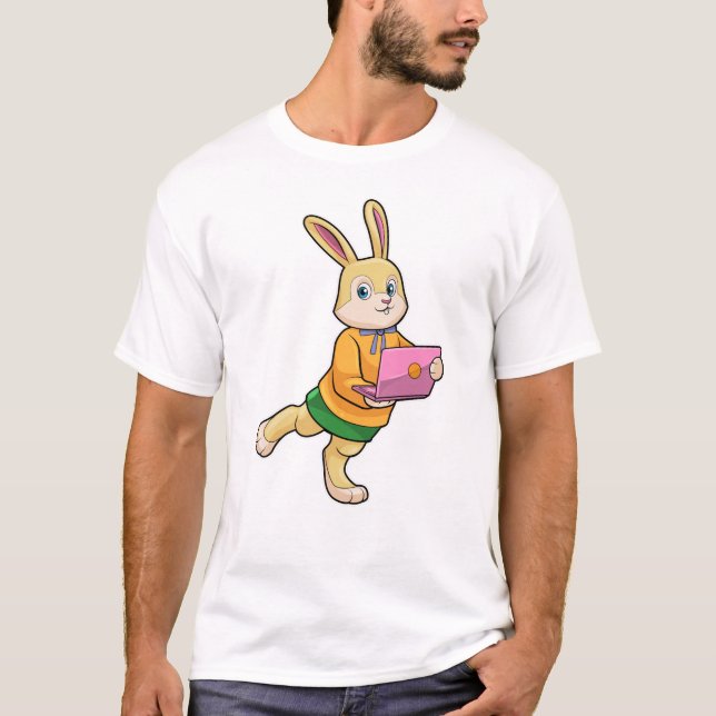 T-shirt Bunny comme secrétaire avec ordinateur portable (Devant)