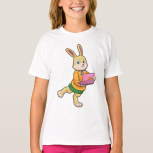 T-shirt Bunny comme secrétaire avec ordinateur portable