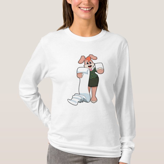 T-shirt Bunny comme secrétaire avec papier (Devant)