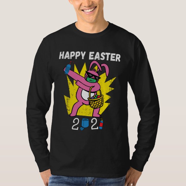T-shirt Bunny Dabbing Happy Easter 2021 Bunny Wearing Face (Devant)