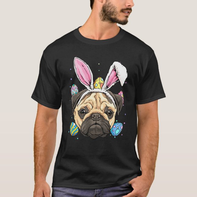 T-shirt Bunny de Pâques Carlin Chien Enfants Hommes Femmes (Devant)