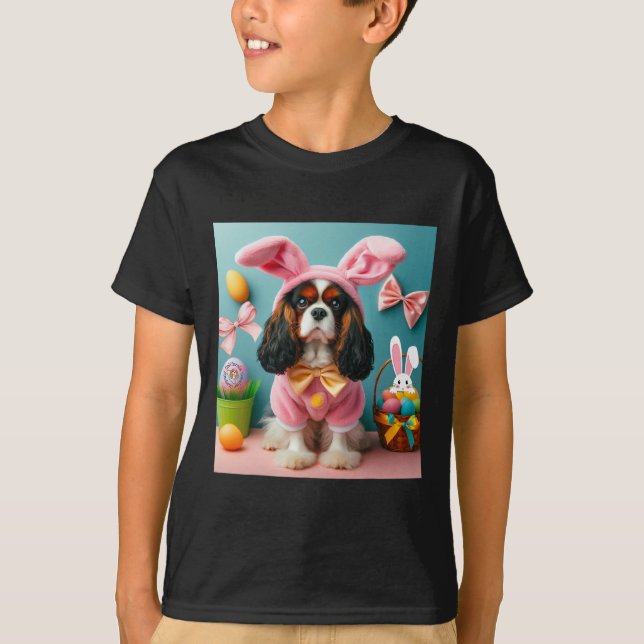 T-shirt Bunny de Pâques Cavalier Roi Charles Spaniel (Devant)
