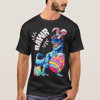 T-shirt Bunny de Pâques Dinosaur T rex oeufs garçons gamin