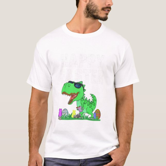 T-shirt Bunny de Pâques équitation Trex Poulets Drôle Garç (Devant)
