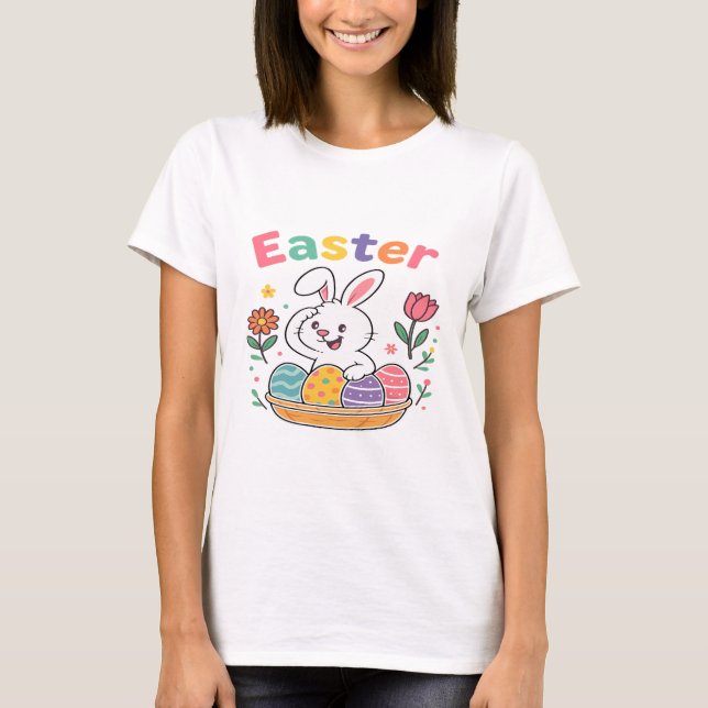 T-shirt Bunny de pensée drôle 2025 - Vibes de Pâques (Devant)