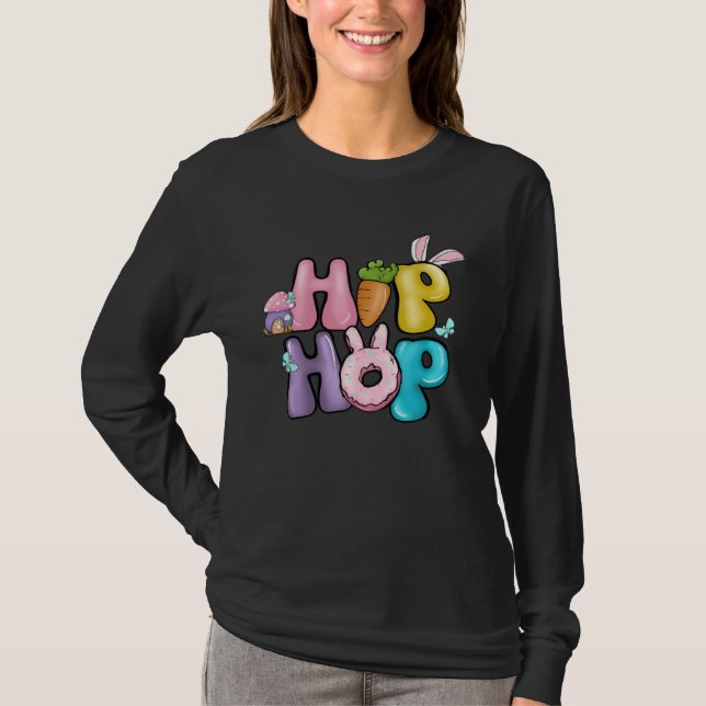 T-shirt Bunny Ear Retro Groovy Hip Hop Easter Day (Devant)