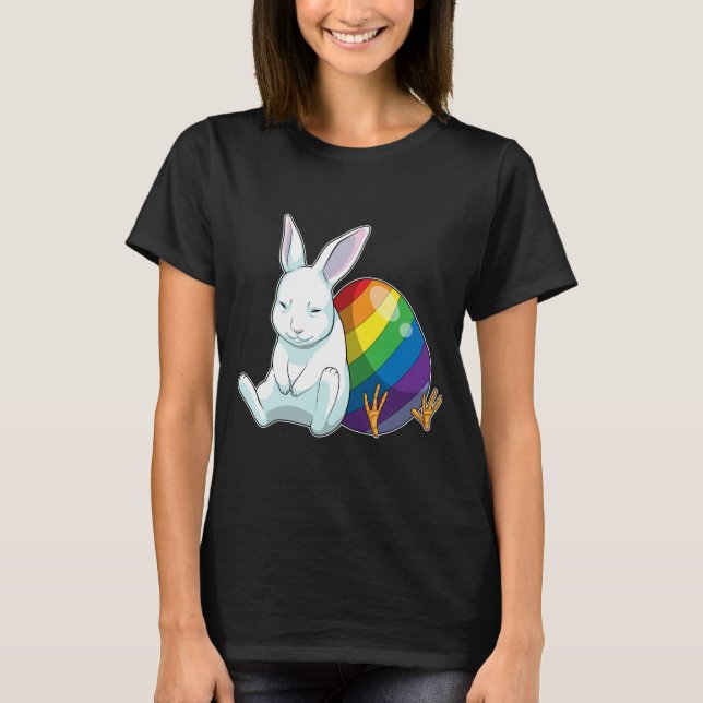 T-shirt Bunny Easter Easter oeuf Rainbow (Devant)