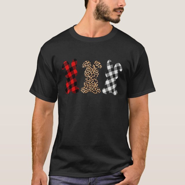 T-shirt Bunny Easter Leopard Plaid Buffalo Rabbit Easter D (Devant)