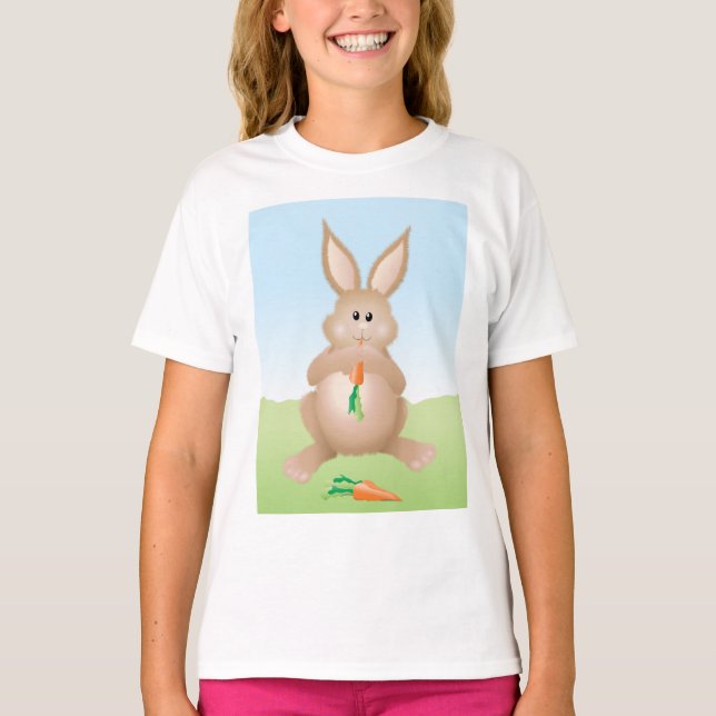 T-shirt Bunny Eating Carrot Adorable Rabbit (Devant)