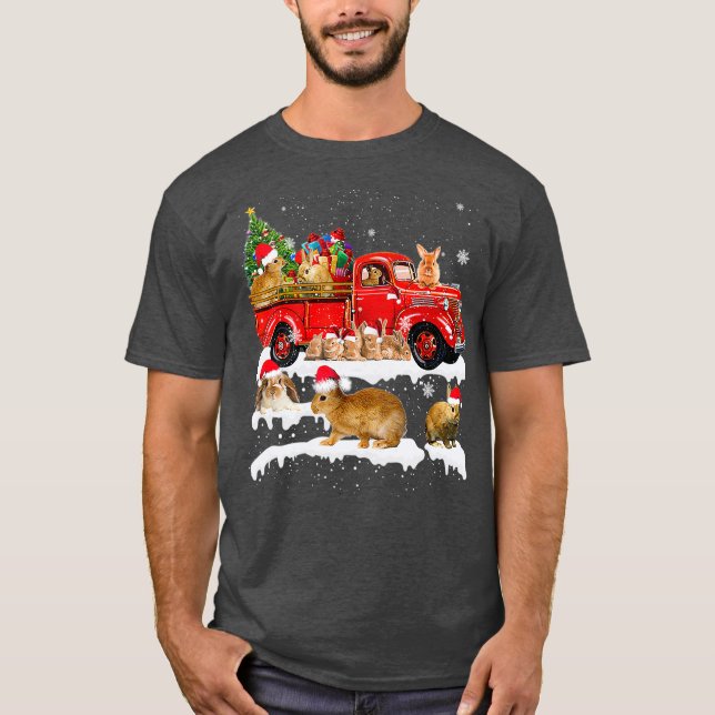 T-shirt Bunny équitation Camion Rouge Noël Joyeux Noël (Devant)