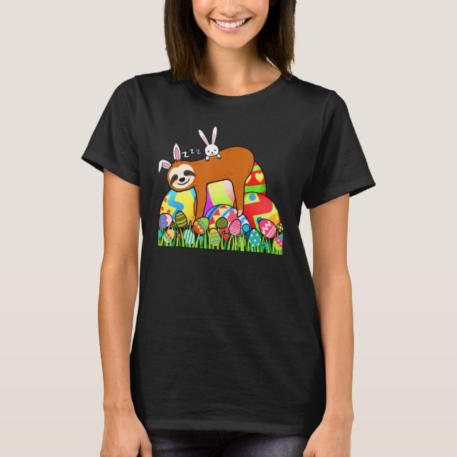 T-shirt Bunny équitation Sloth Pâques jour mignonne Rabbit (Devant)