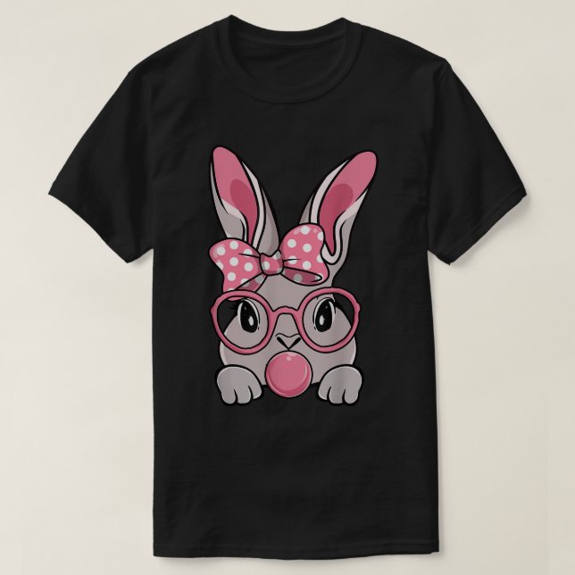T-shirt Bunny Face Bow Cravate Headband lunettes Bubblegum (Design devant)