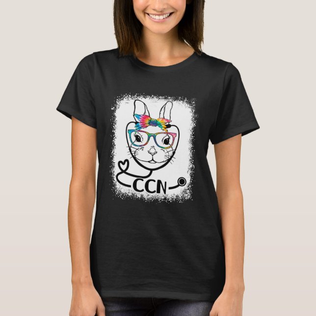 T-shirt Bunny Face CCN Glasses Nurse Easter Day (Devant)