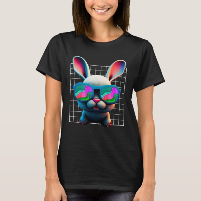 T-shirt Bunny face Cool Easter Bunny with Glasses Easter   (Devant)