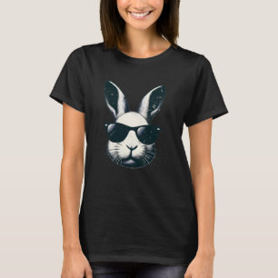 T-shirt Bunny Face Cool SunGlasses Happy Lapin de Pâques R