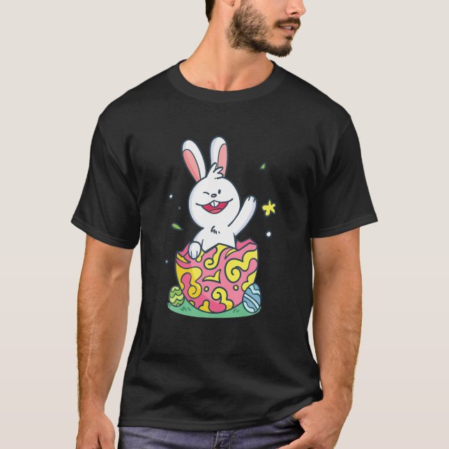 T-shirt Bunny Face Joyeux Jour De Pâques Pour Les Garçons  (Devant)