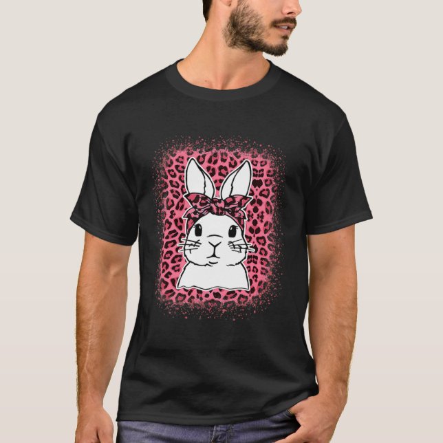T-shirt Bunny Face Leopard Pink Glasses Easter Day 2022 Wo (Devant)