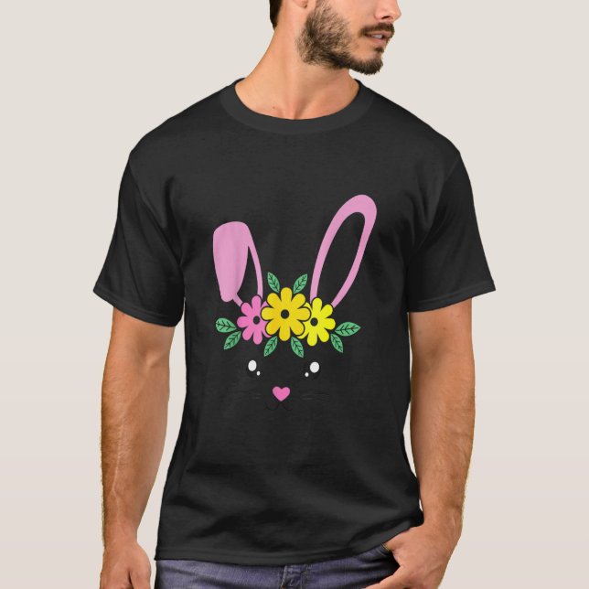 T-shirt Bunny Face Pâques Journée Pour Les Femmes Ados Fil (Devant)