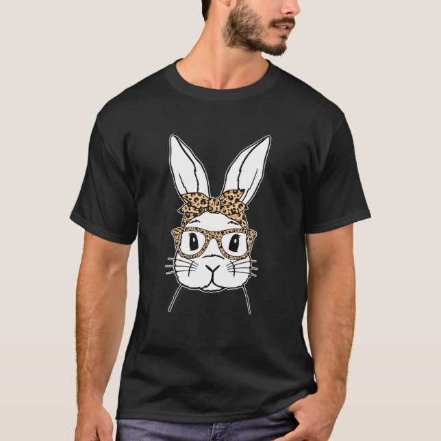 T-shirt Bunny Face With Sunglasses Leopard Easter Day Wome (Devant)