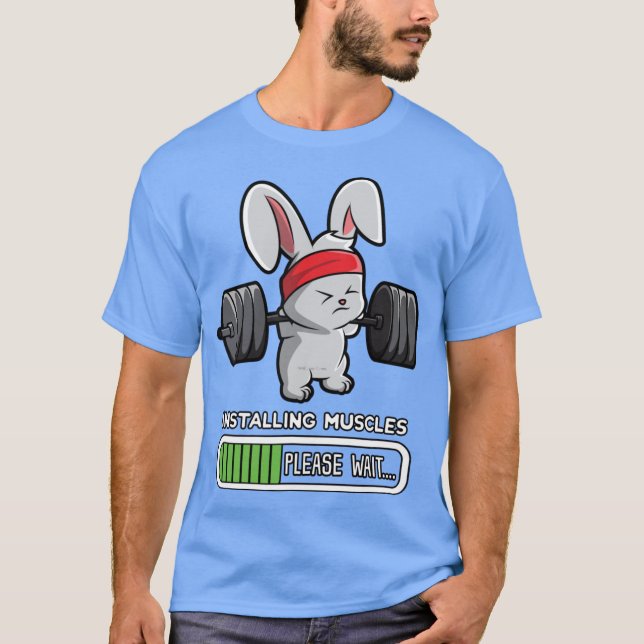 T-shirt Bunny Fitness Gym Workout Installing Muscles boy (Devant)