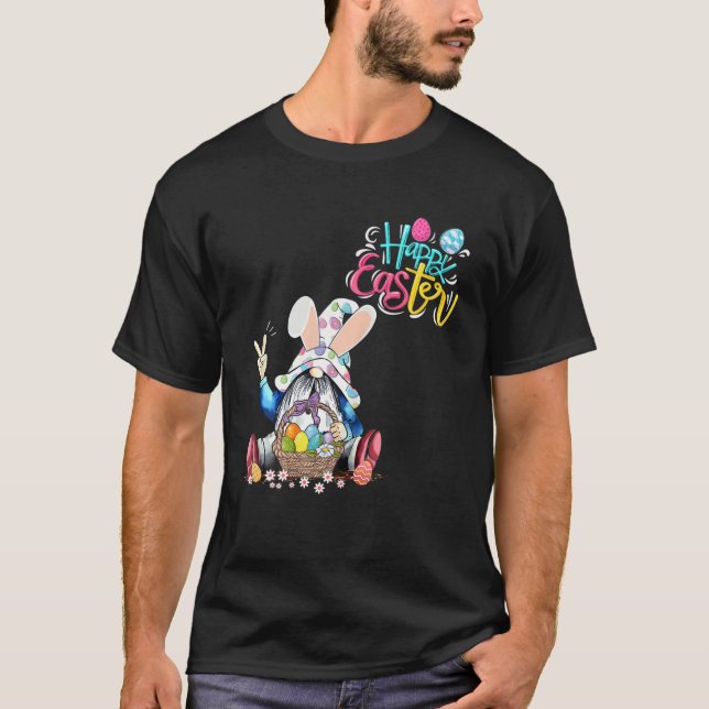T-shirt Bunny Gnome Rabbit Eggs Hunting Happy Easter Day F (Devant)