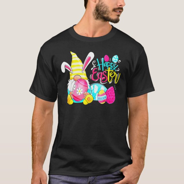 T-shirt Bunny Gnome Rabbit Eggs Hunting Happy Easter Day F (Devant)