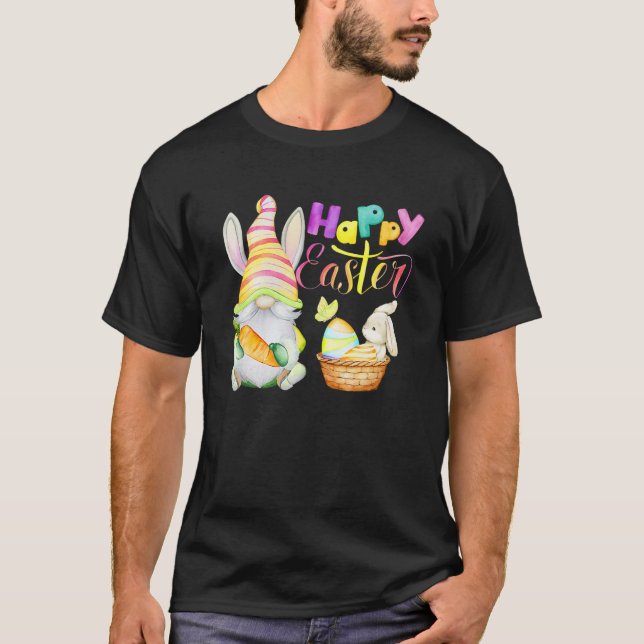 T-shirt Bunny Gnome Rabbit Eggs Hunting Happy Easter Day F (Devant)