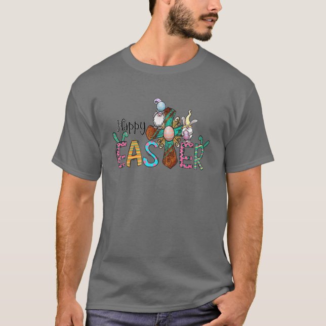 T-shirt Bunny Gnome Rabbit Eggs Hunting Happy Easter Day F (Devant)