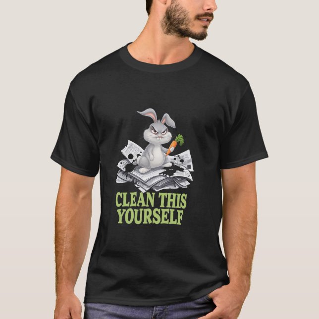T-shirt Bunny Grumpy NETTOYEZ CECI VOUS-MÊME Fur Humour bé (Devant)