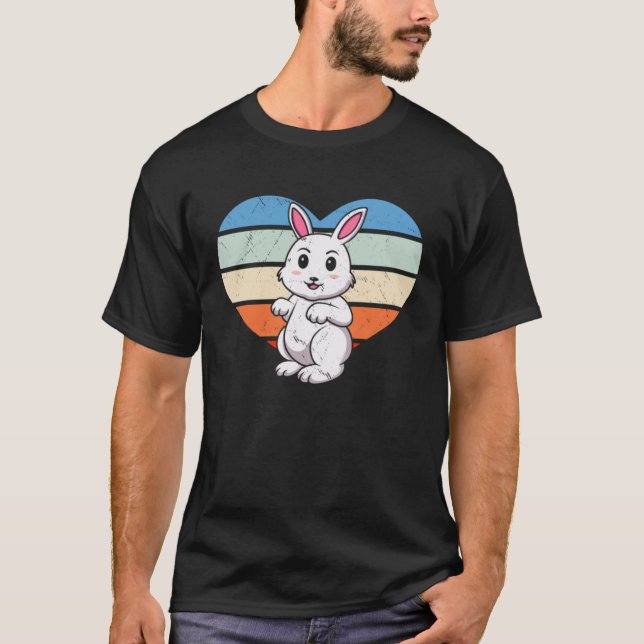 T-shirt Bunny Love Retro Heart Rabbit (Devant)