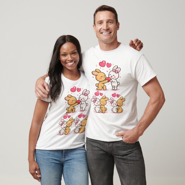 T-shirt Bunny Love Series — Cute Romantic Rabbit (Unisexe)