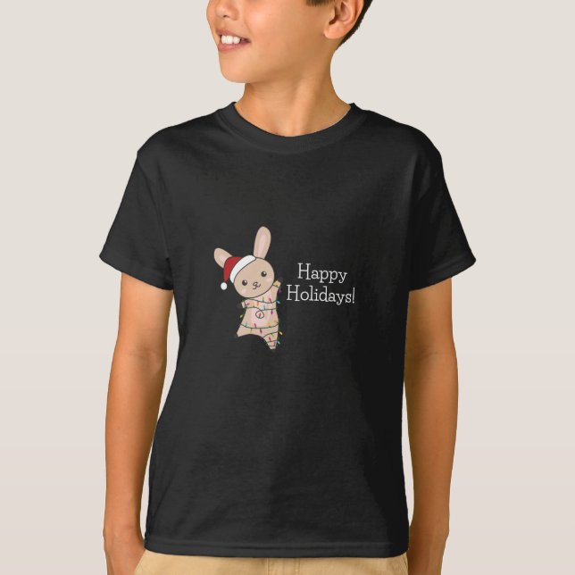 T-shirt Bunny Merry Christmas Winter Animals Rabbits (Devant)