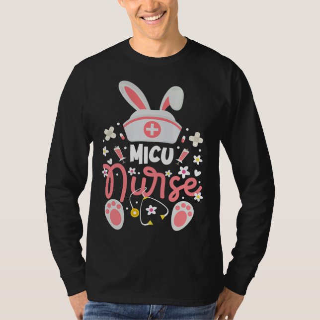 T-shirt Bunny MICU Nurse Cute Bunny Ears Medical Intensive (Devant)