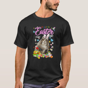 T-shirt Bunny Norwegian Forest Chat Joyeux oeufs de Pâques